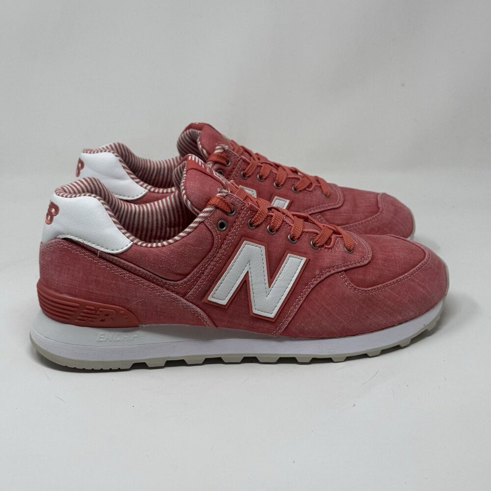 New Balance 574 Classic Womens 11 Spiced Coral Pink Canvas Running Shoes Sneaker